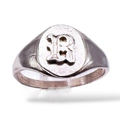 Initial Letter R Signet 925 Sterling Silver Child Baby Ring Size 3.5