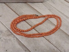 Victorian Antique 14k Gold Mediterranean Coral Orange Salmon 28in Necklace