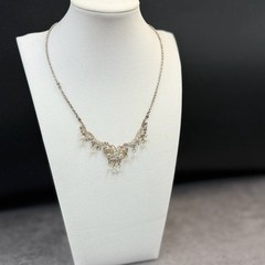 Vintage Style Silver Tone Rhinestone Filigree Dangle Choker Necklace Women’s