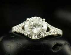 14k White Gold Plated Silver 2Ct Round Cut Moissnite Wedding Bridal Ring Set