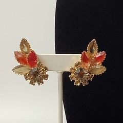 D&E Juliana Pink Givre Earrings Crystals Climber Gold Tone 1.75″