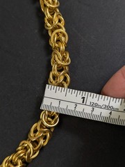 Heavy Gold Tone Byzantine Chain 30 In Textured Metal Necklace Clasp Link Round