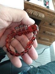 Vintage BAKELITE Stretch BAR BRACELET Apple Juice 7 Inches