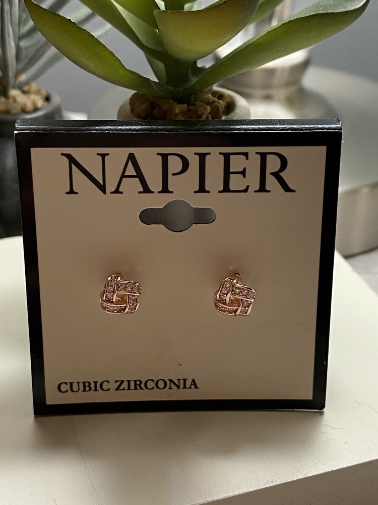 Napier Earrings Rose Gold Rhinestones Pierced Earrings Posts Beautiful NWT
