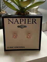 Napier Earrings Rose Gold Rhinestones Pierced Earrings Posts Beautiful NWT