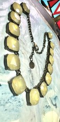Vintage Sweet Lola Foiled Champagne Rhinestone Gold Tone Necklace, 21″