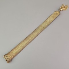 Vintage Mesh Chain Bracelet Victorian Revival Greek Key Tassel Gold Tone 7.25″