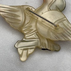 Vintage Lucite Parrot Brooch Reverse Carved Bird Pin 1940s