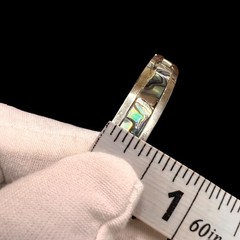 Vintage Alpaca Mexico Abalone Bangle Bracelet Silver Tone 7.75 in