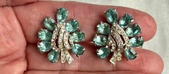 Vintage Joseph Wiesner N.Y. brooch/earrings set, aqua blue REDUCED PRICE