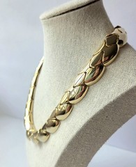 Vtg Segmented Snake Link Necklace 80s 90s Wide GoldTone Light 18″ Retro Choker