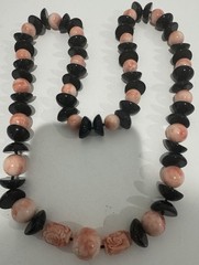 Elegant Estate AngelSkin Coral & Onyx Necklace No Clasp