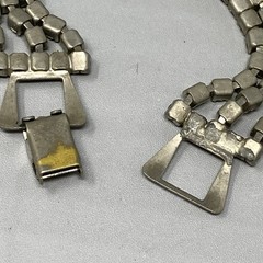 VTG Clear Rhinestone Bracelet Silver Tone Three Rows Fold Over Clasp WEAR 7″