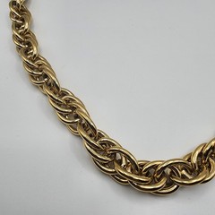 Heavy Duty Gold Tone Chain Necklace Vintage Twist Link 24″ Jewelry Estate Cool