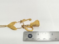 Vintage Signed Monet Goldtone Charm Pendant Holder Necklace Violin Musical Charm