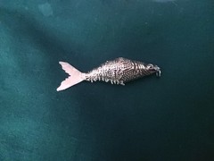 Vintage Articulated Fish Pendant Silver Movable Segmented 2.5 Inch
