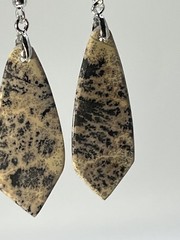 Natural Dendritic Fern Agate French Wire Flat Pull Drop Earrings lightweight