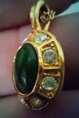 Vintage Faux Jade And Crystal Gold Tone Necklace 18 In. In Black Velvet Gift Box