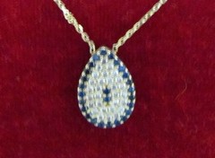 EHI 15″ STERLING SILVER GOLD WASH CHAIN NECKLACE W TEARDROP PENDANT X