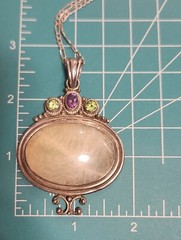 Vintage Prehnite and Peridot Sterling Pendant Necklace