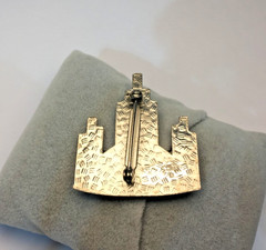 VTG Enamel Art Deco Black Skyscraper Brooch w/ Barrel Clasp -Pierre Bex Style!