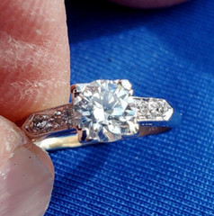 Original EARTH MINED DIAMOND Deco Engagement Ring Vintage PLATINUM Solitaire S 5