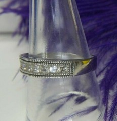 8 White Quartz 925 Sterling Silver Estate wedding engagement band Ring size 9.25
