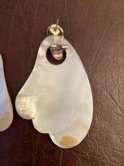 VTG MOTHER OF PEARL Dangle EARRINGS Silver Clips for Pierced Ears