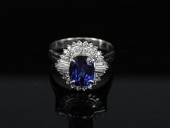 Fine 2.37ct GIA Madagascar Sapphire & 0.54ct Diamond Platinum Ring Size 6.75