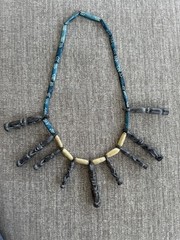 Lot of 3 Vintage African ethnic hand carved wood colorful bead necklaces