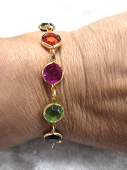 Vtg gold tone mix color Bezel Bracelet