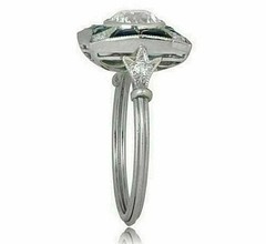 Art Deco Vintage Style 2.9Ct Lab-Grown Diamond Engagement 14K White Gold FN Ring