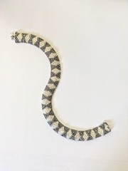 Art Deco Style Silver Plated Marcasite &Diamond Accent Link Bracelet 8.25″