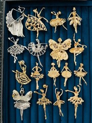 Ballerina Fairy Angel Brooch Lot 15pc Rhinestone Abalone Enamel Jewelry