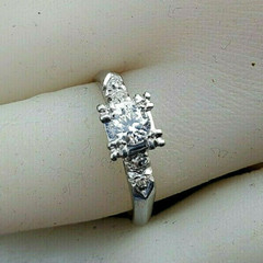 Original EARTH MINED DIAMOND Deco Engagement Ring Vintage PLATINUM Solitaire 6.5