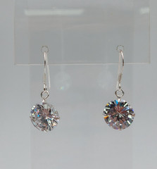 VTG 925 Lead Crystal 1in Drop Earrings Sterling Silver 2gtw Brilliant Faceted