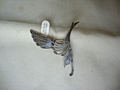VINTAGE 1970-80s OPENWORK RISING PHOENIX MARCASITE STERLING SILVER STAMP 925 PIN