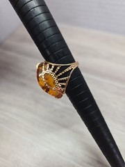 Vintage Soviet 14k Gold Baltic Russian amber ring Ussr Tested Size 7
