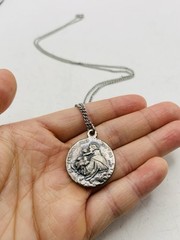 Vintage Saint Anthony Pray For Us St Christopher Protect Us 24” Necklace