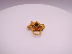 Flower Basket Brooch Pin Enamel Rinestone Gold Toned Vintage Retro 1.5 Inches