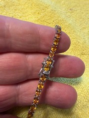vntg 925 sterling silver multi-color rainbow ombre tennis bracelet w/free ship!