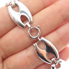 KARL LAINE 835 Silver Vintage Modernist Anchor Mariner Link Bracelet 7.5″