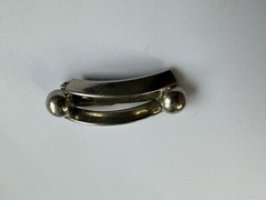 Vintage MCM 50s Mod Con Silver Dress Clip Modernist Brutalist Rectangle Brooch