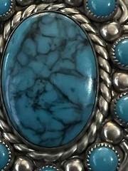 VTG NICKEL SILVER BELL BRAND FAUX TURQUOISE NECKLACE AND PENDANT 28”