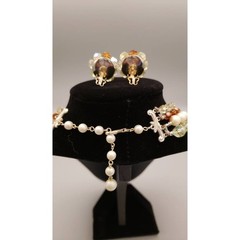 Vintage multi-strand necklace with matching earrings