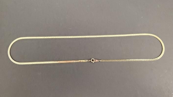 Vintage Signed Korea Flat Herringbone Gold Tone 20” Necklace