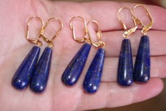 Quality 14K GF 45mm Large Laois Lazuli Tear drop Lever back Earrings