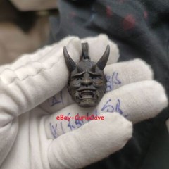 Gothic Mens Devil Skull Samurai Mask Pendant Necklace Brass Hip Hop Rapper Biker