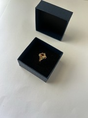 Vintage Orange Cubic Zirconia Ring Gold Plated Womens Size 8.5