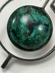 Vintage Israel Modernist Sterling Silver Eilat Stone Pendant 930 signed azurit